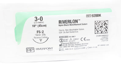 Ethicon 928BK 3-0 RIVERLON, FS-2, 3/8c 19mm Reverse Cutting, 18inch